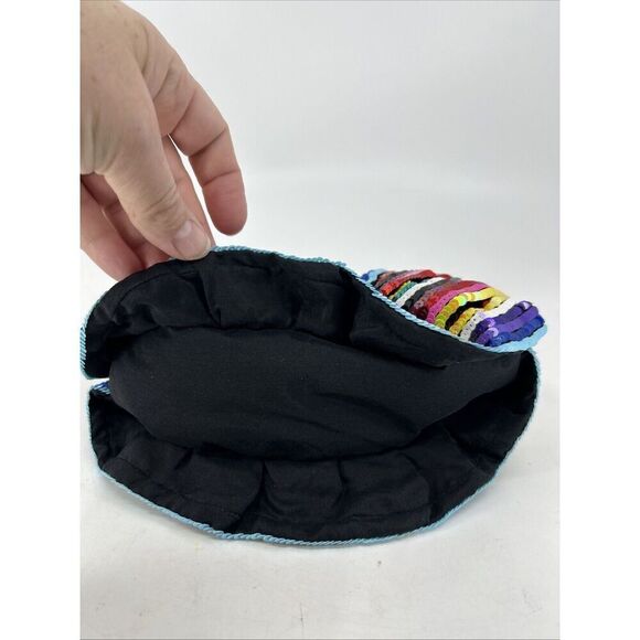 Santi Rainbow Beaded Clutch Purse Bag Handheld Kiss Lock Sequin Round - Picture 4 of 11